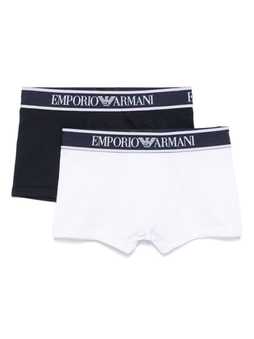 Boxer intimo bambino Emporio Armani 2 pack blu e bianco EMPORIO ARMANI KIDS | EB000488AF16036MB088